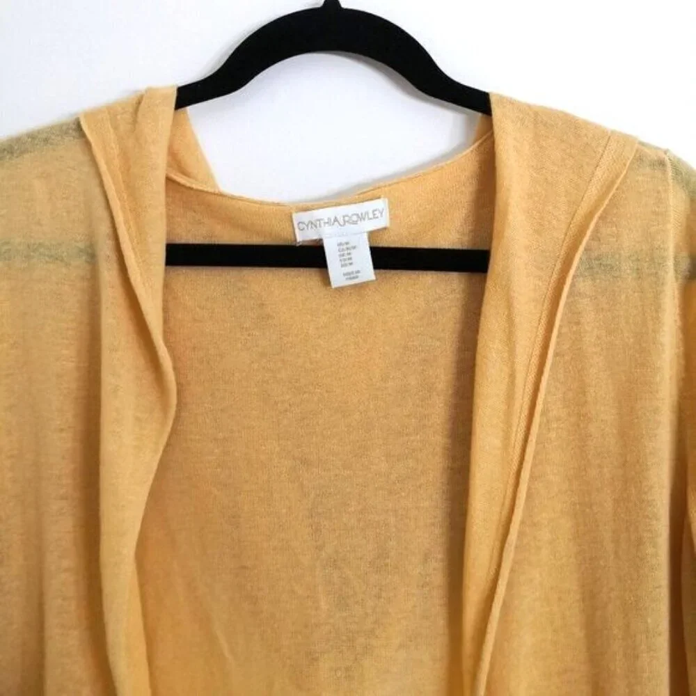 Cynthia Rowley Hooded Open-front Cardigan Pocket Yellow Size M‎